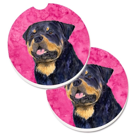Carolines Treasures Pink Rottweiler Set of 2 Cup Holder Car Coaster SS4800-PKCARC